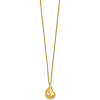 14K Yellow Gold Polished and Brushed Curved Teardrop Pendant Necklace with 16" Cable Chain and 2" Extender by 0