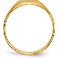 14K Yellow Gold Polished & Brushed Diamond Signet Ring Mounting - 7mm x 8mm Top Width by 0