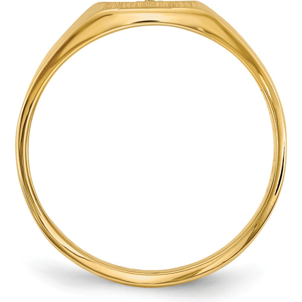 14K Yellow Gold Polished & Brushed Diamond Signet Ring Mounting - 7mm x 8mm Top Width by 0