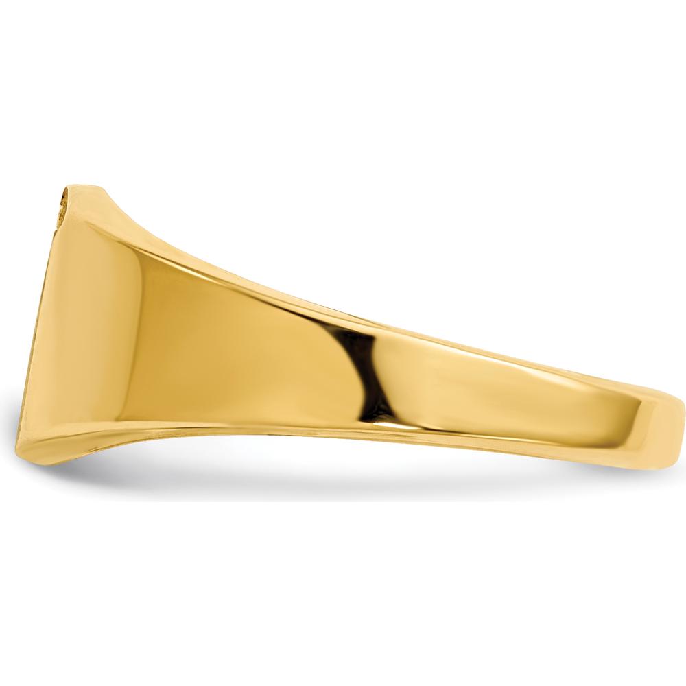 14K Yellow Gold Polished & Brushed Diamond Signet Ring Mounting - 7mm x 8mm Top Width by 0