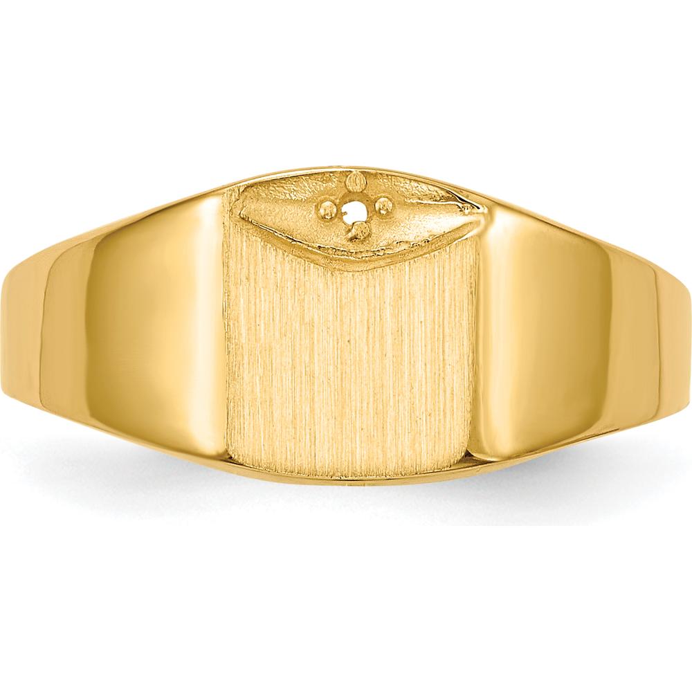 14K Yellow Gold Polished & Brushed Diamond Signet Ring Mounting - 7mm x 8mm Top Width by 0