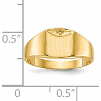 14K Yellow Gold Polished & Brushed Diamond Signet Ring Mounting - 7mm x 8mm Top Width by 0