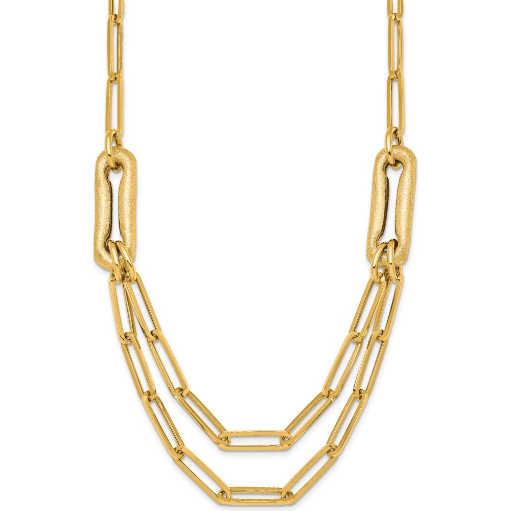 激レアPointless Journey　CHAIN NECKLACE-GOLD 14K Yellow Gold Polished and Brushed Double Layer Paperclip Link