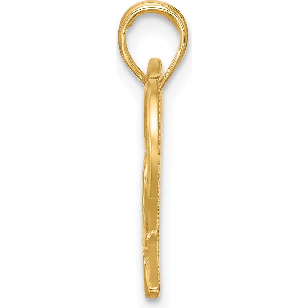 14K Yellow Gold Polished and Brushed Heart Charm Pendant - 23mm Length by Oro Pregiato