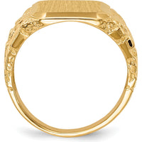 14K Yellow Gold Polished & Brushed Men's Signet Ring - 14mm x 13mm by 0