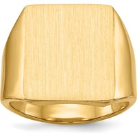 14K Yellow Gold Polished & Brushed Men's Signet Ring - 15mm x 17mm by Oro Pregiato