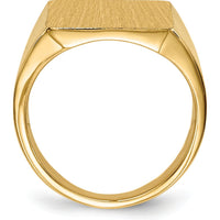 14K Yellow Gold Polished & Brushed Men's Signet Ring - 15mm x 17mm by Oro Pregiato