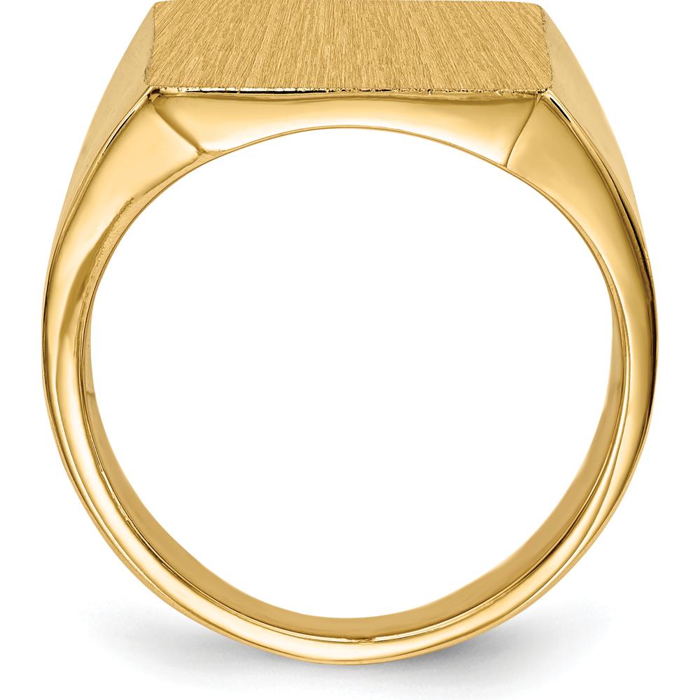 14K Yellow Gold Polished & Brushed Men's Signet Ring - 15mm x 17mm by Oro Pregiato