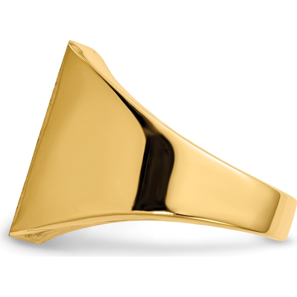 14K Yellow Gold Polished & Brushed Men's Signet Ring - 15mm x 17mm by Oro Pregiato
