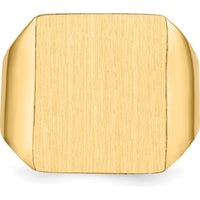 14K Yellow Gold Polished & Brushed Men's Signet Ring - 15mm x 17mm by Oro Pregiato