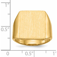 14K Yellow Gold Polished & Brushed Men's Signet Ring - 15mm x 17mm by Oro Pregiato