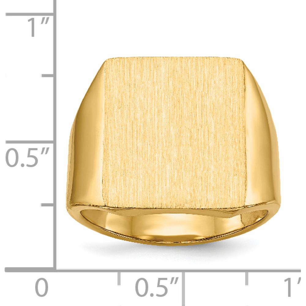 14K Yellow Gold Polished & Brushed Men's Signet Ring - 15mm x 17mm by Oro Pregiato