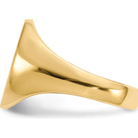 14K Yellow Gold Polished & Brushed Men's Signet Ring with Open Back - 13.0x14.0mm Top by 0