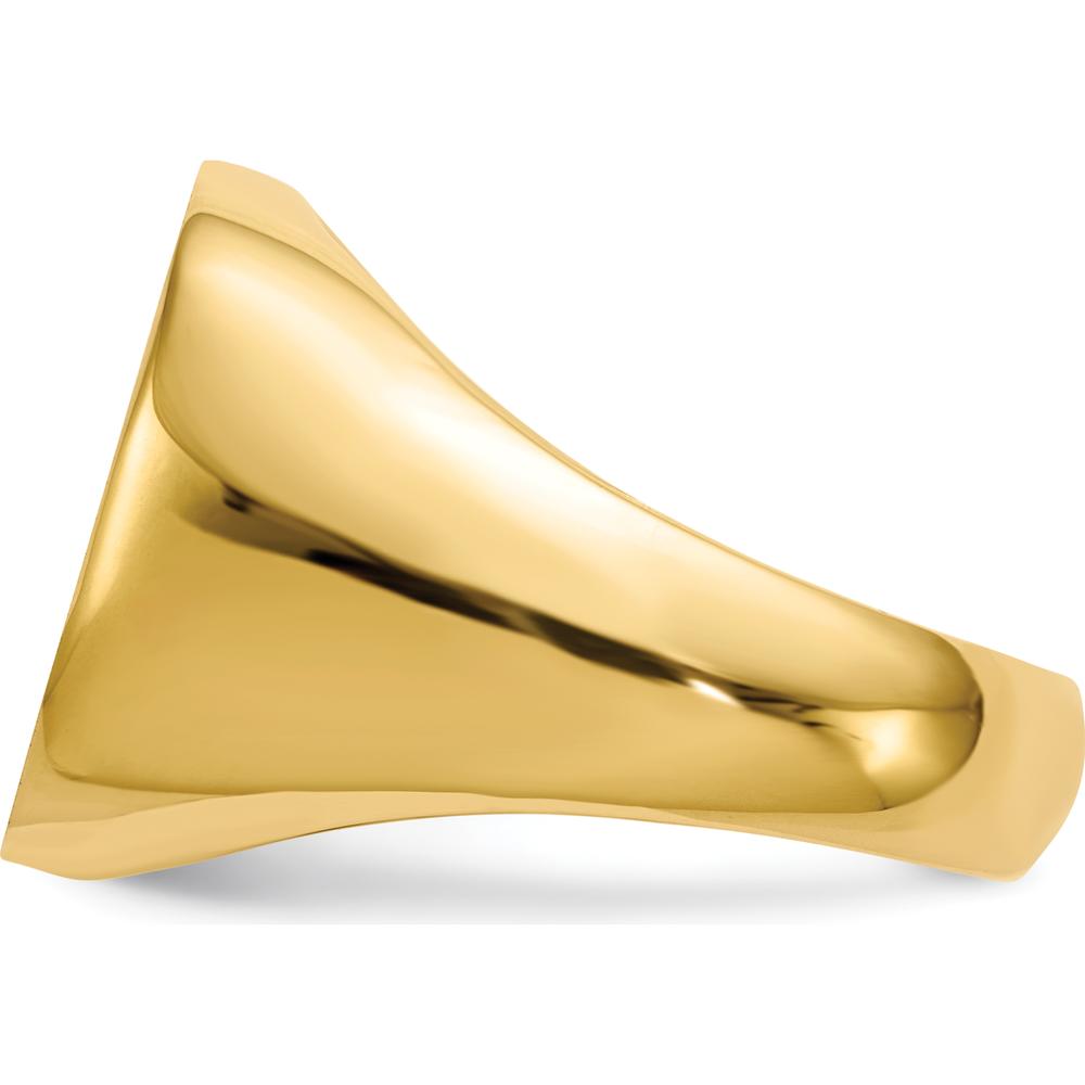 14K Yellow Gold Polished & Brushed Men's Signet Ring with Satin Finish - 17.0mm Top by 0