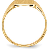 14K Yellow Gold Polished and Brushed Open Back Signet Ring with Tapered Band by 0