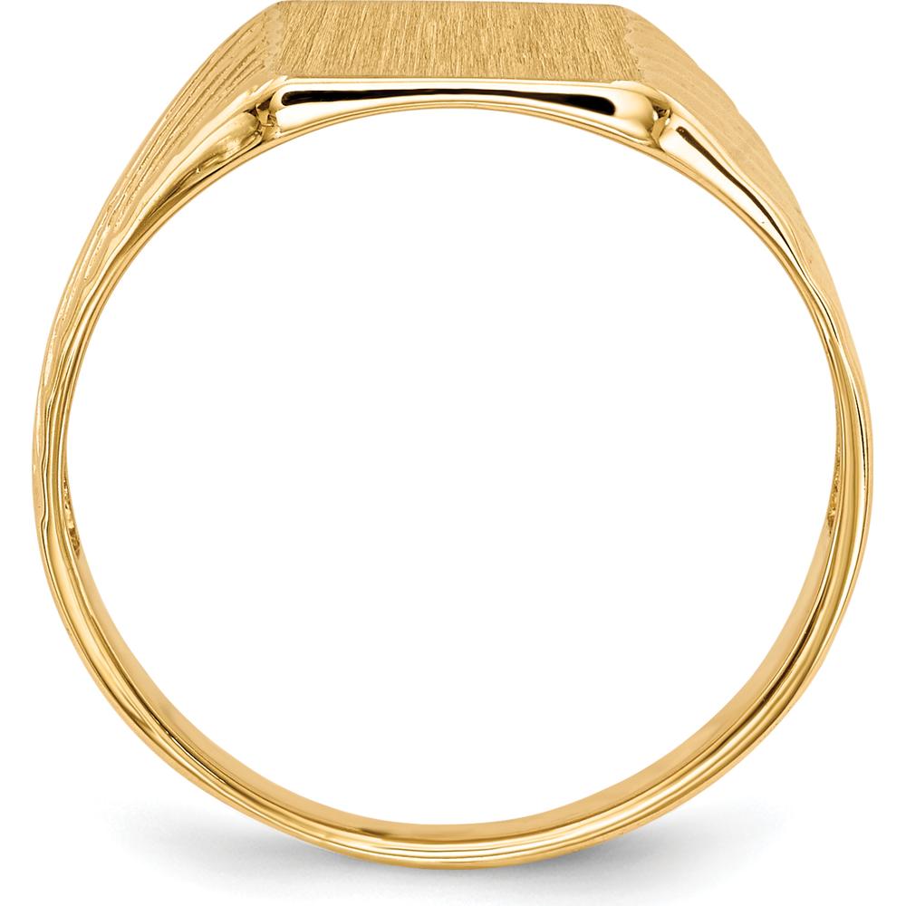14K Yellow Gold Polished and Brushed Open Back Signet Ring with Tapered Band by 0