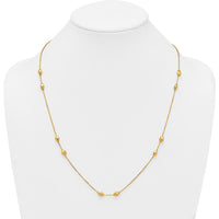 14K Yellow Gold Polished and Brushed Oval Beaded 24" Necklace with Cable Link Chain by 0