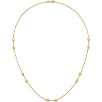 14K Yellow Gold Polished and Brushed Oval Beaded 24" Necklace with Cable Link Chain by 0