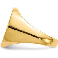14K Yellow Gold Polished & Brushed Satin Finish Men's Signet Ring - 17.5x18mm Top by 0