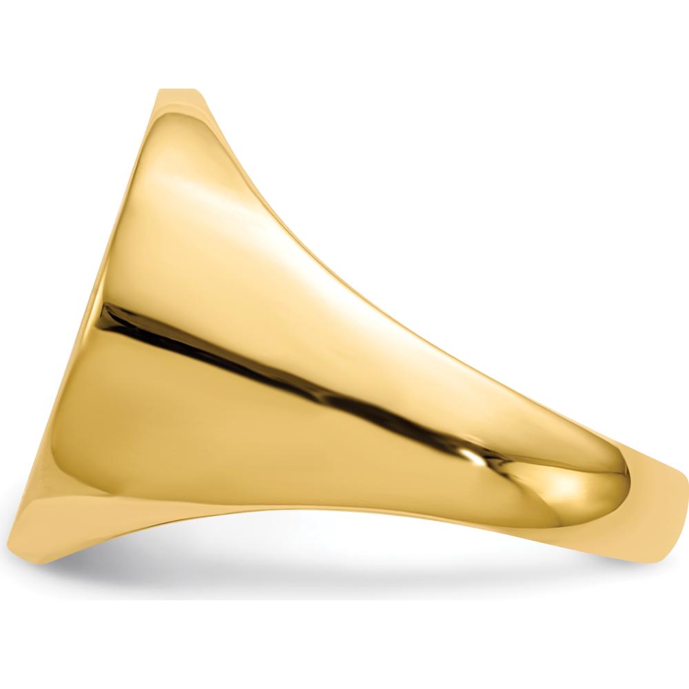 14K Yellow Gold Polished & Brushed Satin Finish Men's Signet Ring - 17.5x18mm Top by 0