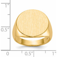 14K Yellow Gold Polished & Brushed Satin Finish Men's Signet Ring - 17.5x18mm Top by 0