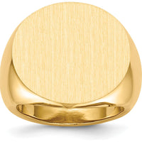 14K Yellow Gold Polished & Brushed Satin Finish Open Back Men's Signet Ring by 0