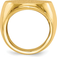 14K Yellow Gold Polished & Brushed Satin Finish Open Back Men's Signet Ring by 0