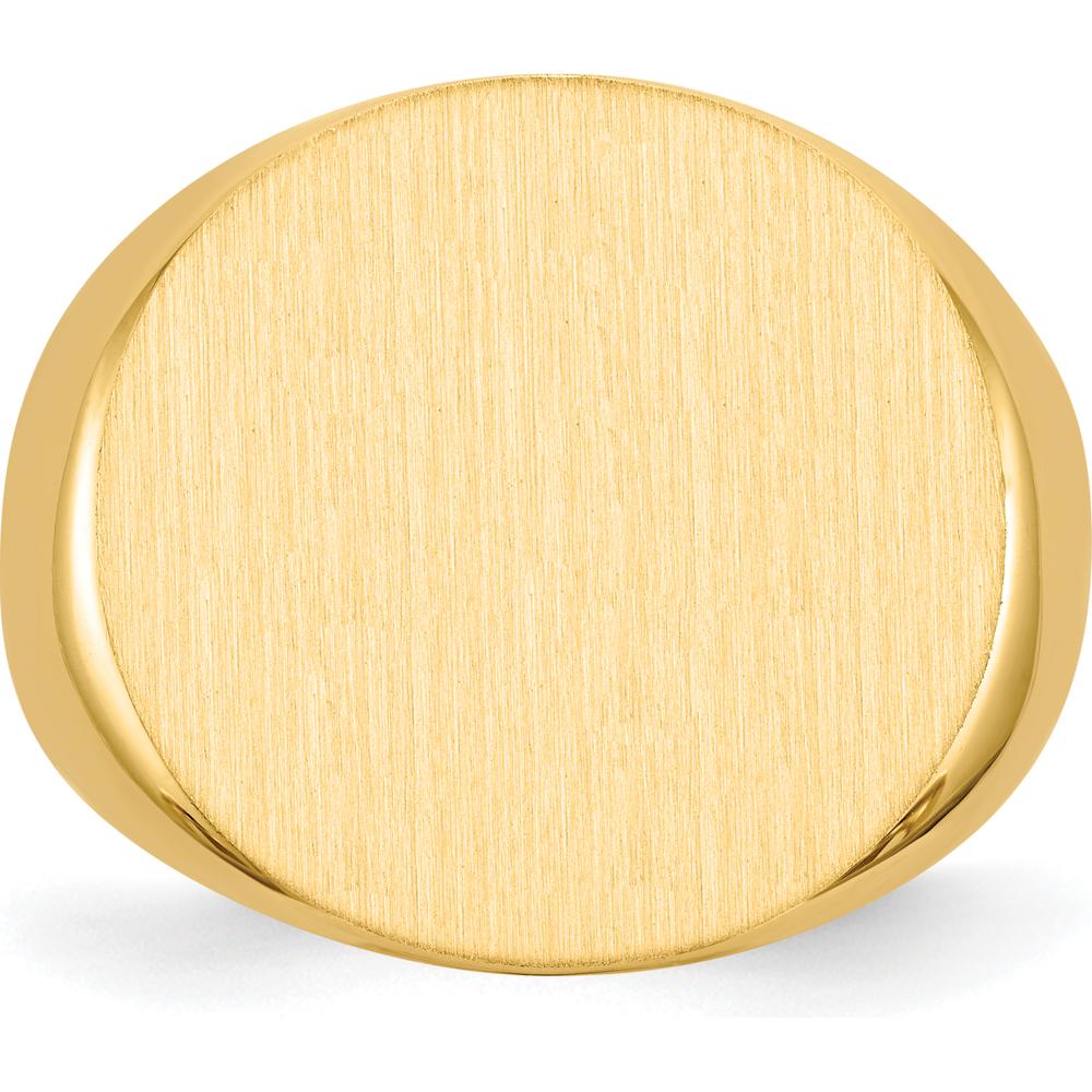 14K Yellow Gold Polished & Brushed Satin Finish Open Back Men's Signet Ring by 0