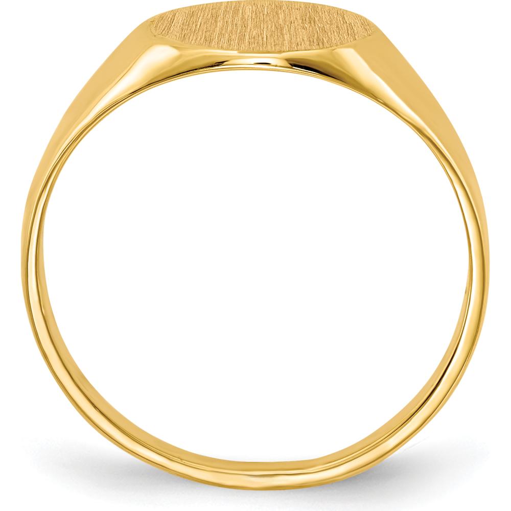 14K Yellow Gold Polished and Brushed Satin Finish Signet Ring - 9.5x10.0mm by 0