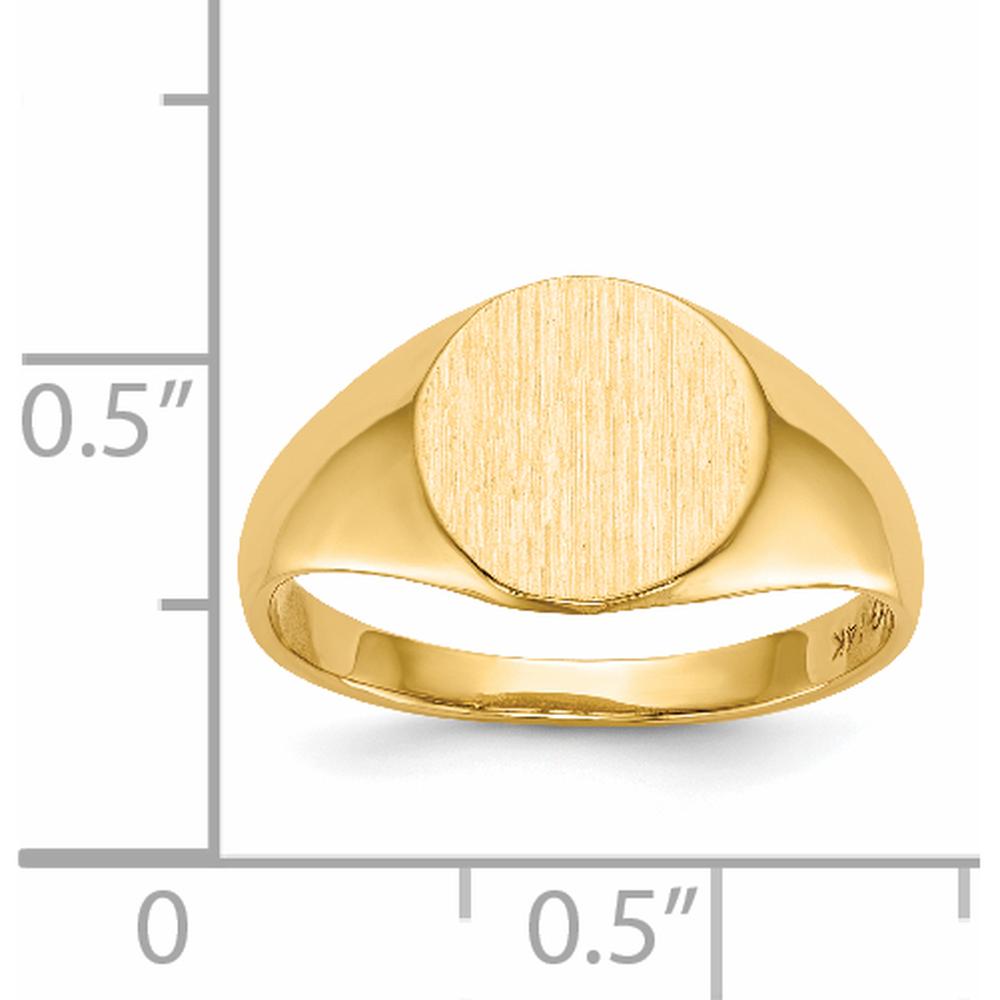 14K Yellow Gold Polished and Brushed Satin Finish Signet Ring - 9.5x10.0mm by 0