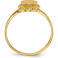 14K Yellow Gold Polished and Brushed Satin Finish Signet Ring - Engravable, 6.5x7.5mm Top by 0