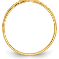 14K Yellow Gold Polished & Brushed Satin Signet Ring - Customizable Engraving Option by Oro Pregiato