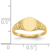14K Yellow Gold Polished & Brushed Satin Signet Ring - Customizable Engraving Option by Oro Pregiato