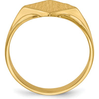 14K Yellow Gold Polished and Brushed Signet Ring - 11.5x11.5mm by 0