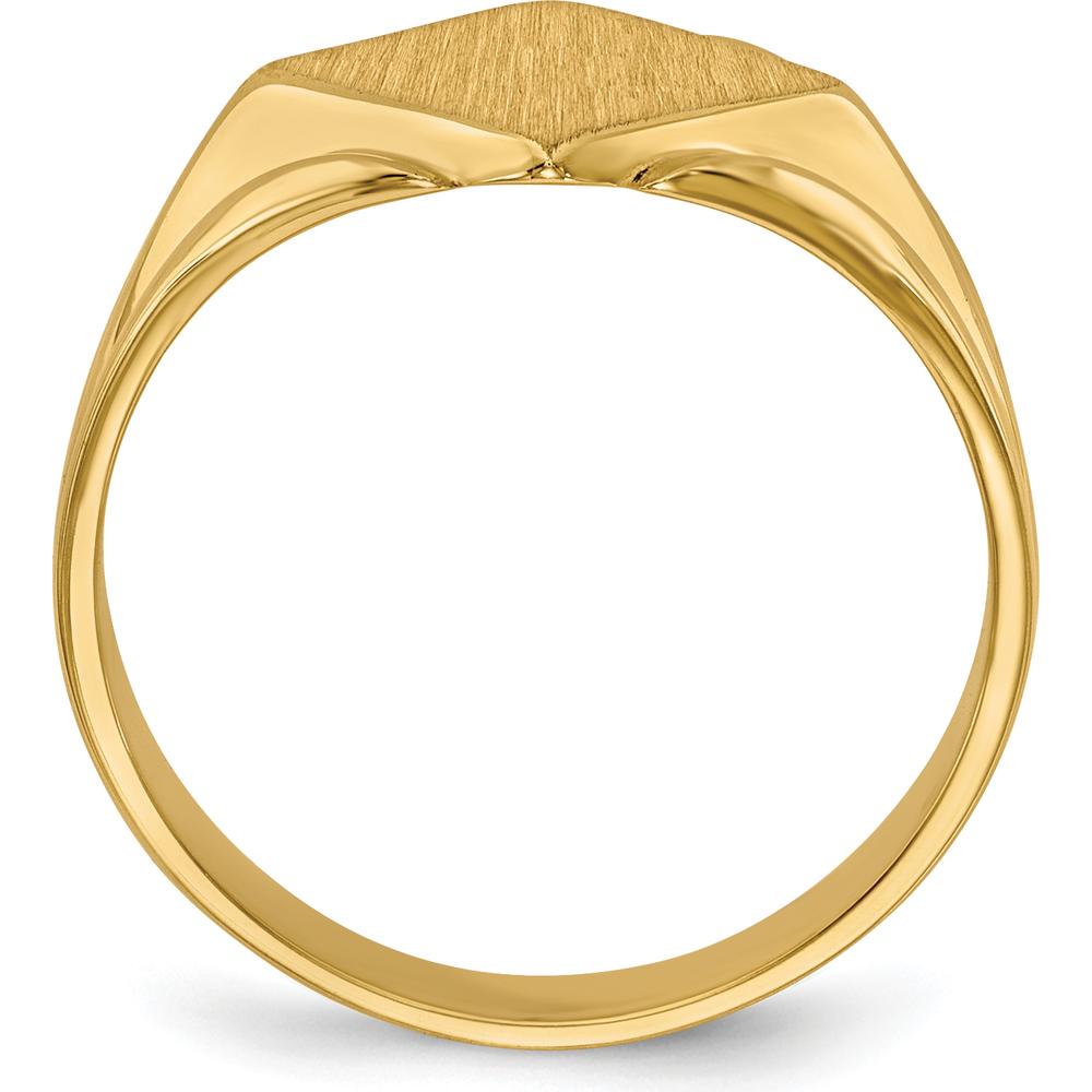 14K Yellow Gold Polished and Brushed Signet Ring - 11.5x11.5mm by 0