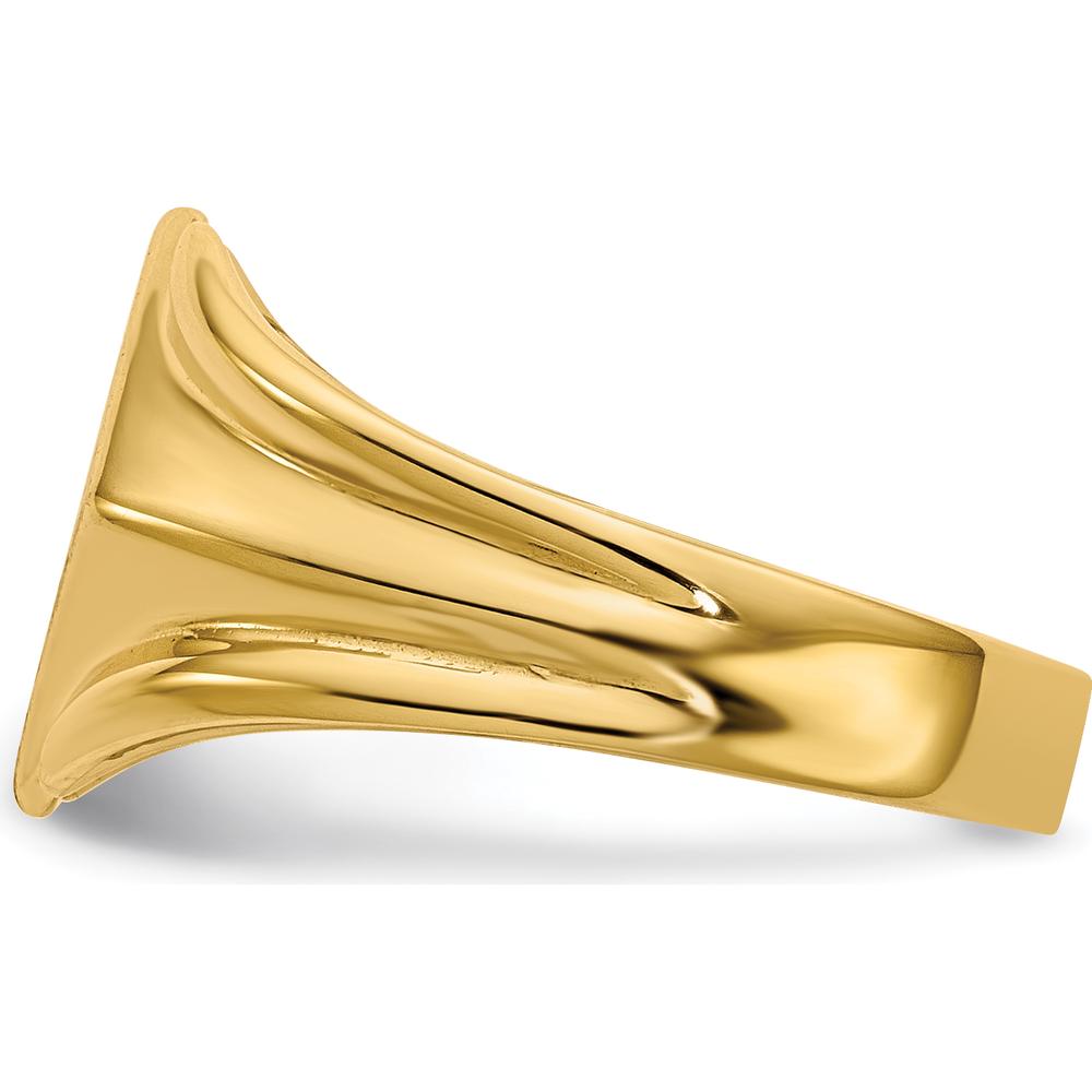 14K Yellow Gold Polished and Brushed Signet Ring - 11.5x11.5mm by 0