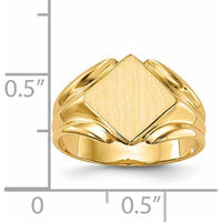 14K Yellow Gold Polished and Brushed Signet Ring - 11.5x11.5mm by 0
