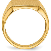 14K Yellow Gold Polished & Brushed Signet Ring - 13.5x15mm Top - Engravable by 0