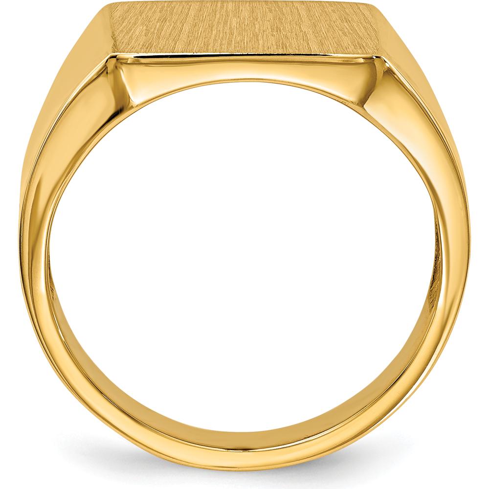 14K Yellow Gold Polished & Brushed Signet Ring - 13.5x15mm Top - Engravable by 0