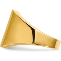 14K Yellow Gold Polished & Brushed Signet Ring - 13.5x15mm Top - Engravable by 0