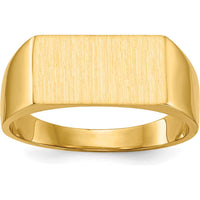 14K Yellow Gold Polished and Brushed Signet Ring - 13x7mm Top, Engravable by 0