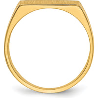 14K Yellow Gold Polished and Brushed Signet Ring - 13x7mm Top, Engravable by 0