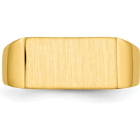 14K Yellow Gold Polished and Brushed Signet Ring - 13x7mm Top, Engravable by 0