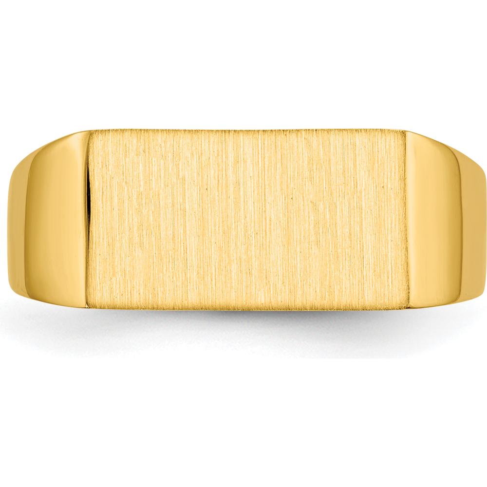 14K Yellow Gold Polished and Brushed Signet Ring - 13x7mm Top, Engravable by 0