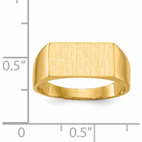 14K Yellow Gold Polished and Brushed Signet Ring - 13x7mm Top, Engravable by 0
