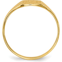 14K Yellow Gold Polished & Brushed Signet Ring - 6.5x7.0mm Top, Customizable and Engravable by 0