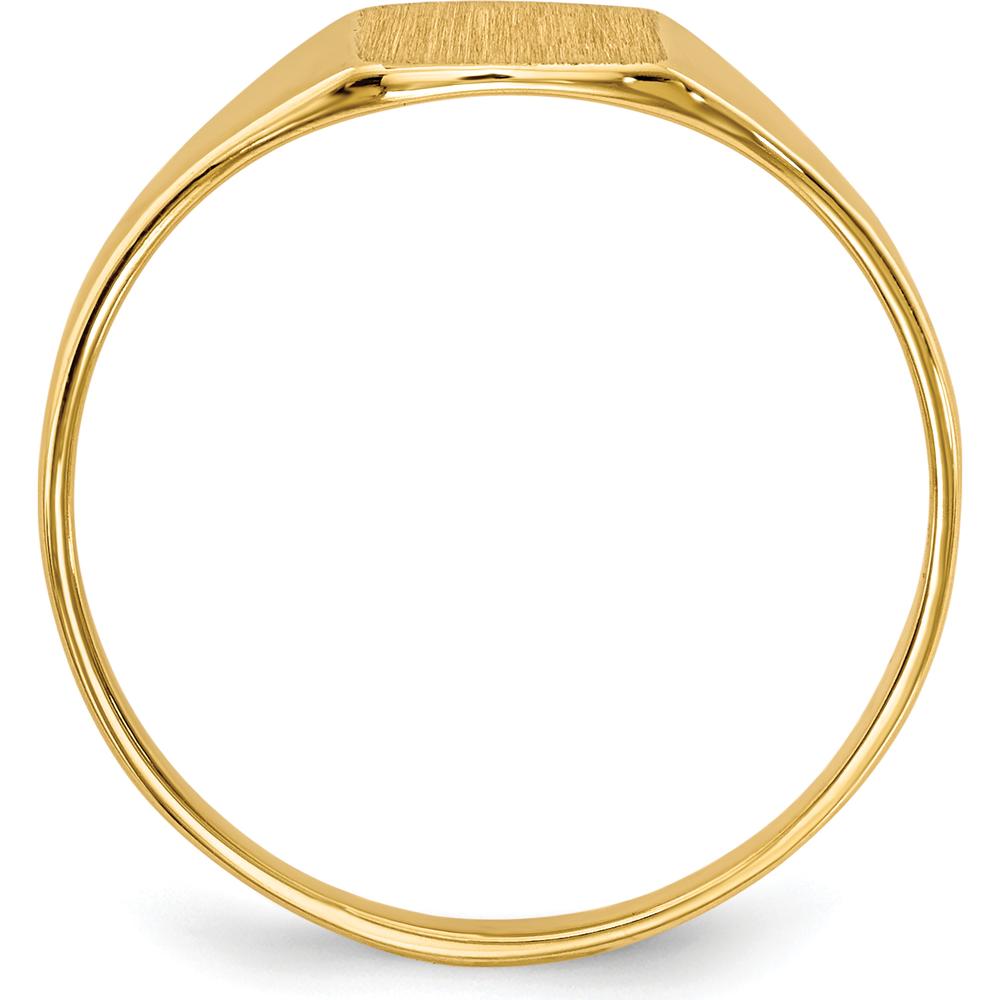 14K Yellow Gold Polished & Brushed Signet Ring - 6.5x7.0mm Top, Customizable and Engravable by 0