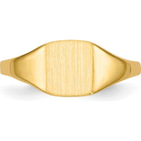 14K Yellow Gold Polished & Brushed Signet Ring - 6.5x7.0mm Top, Customizable and Engravable by 0