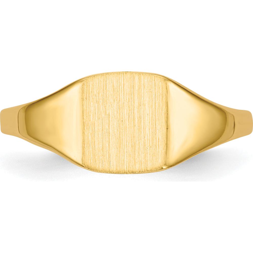 14K Yellow Gold Polished & Brushed Signet Ring - 6.5x7.0mm Top, Customizable and Engravable by 0