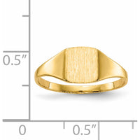 14K Yellow Gold Polished & Brushed Signet Ring - 6.5x7.0mm Top, Customizable and Engravable by 0